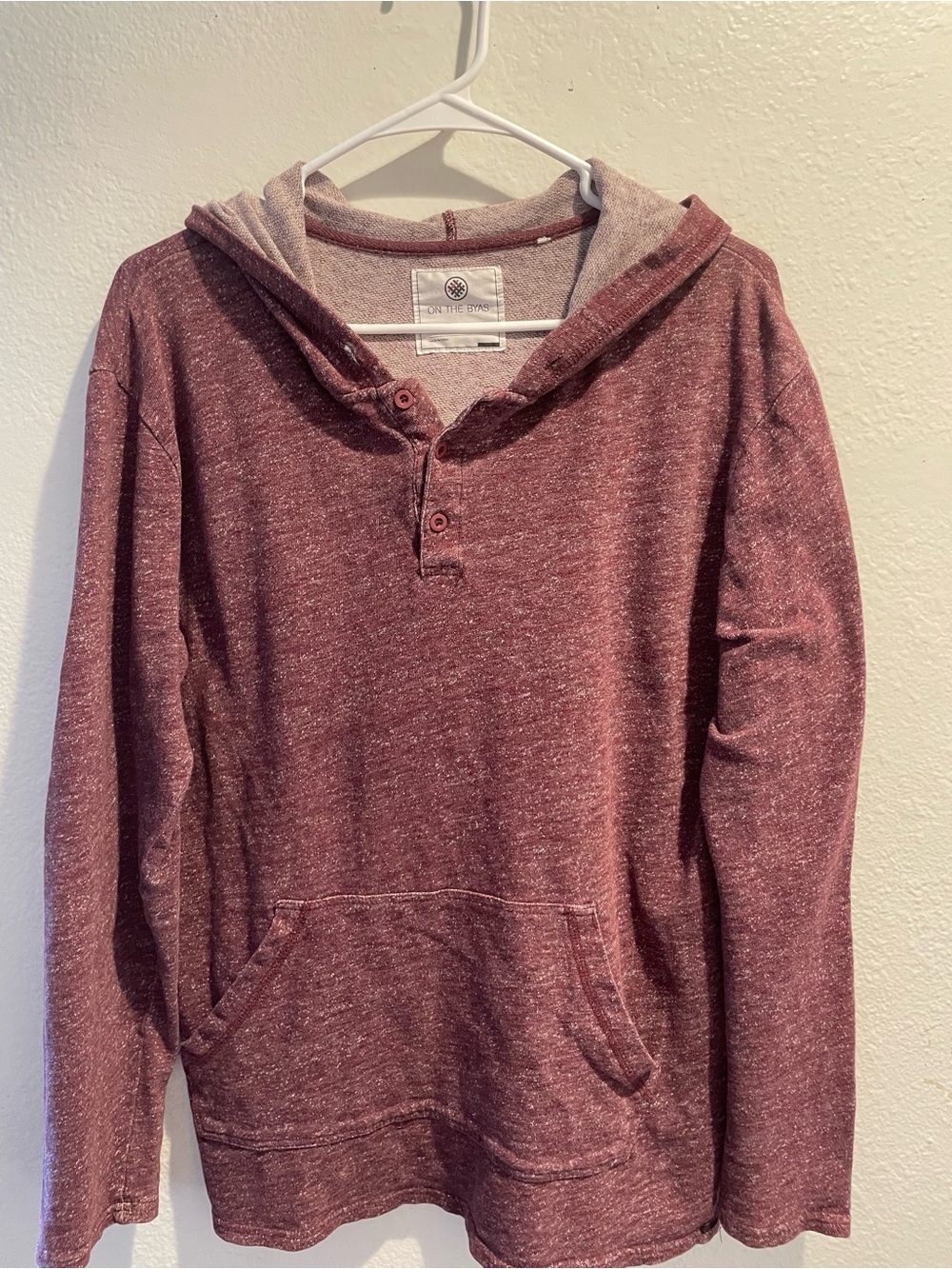 ☀️ PacSun On The Byas Maroon Henley Pullover Hoodie Men’s Size Medium